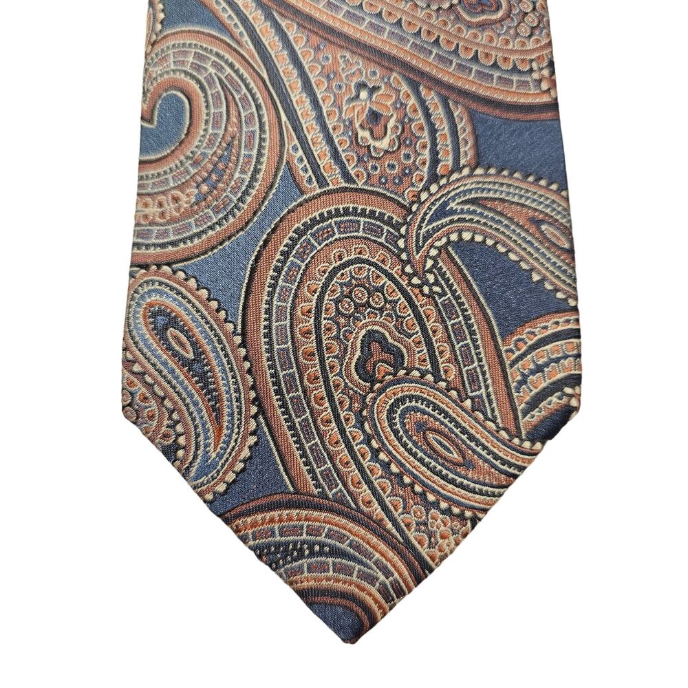 John Sparks Necktie Mens OS Blue Paisley Woven Floral Lining Formal Accessory